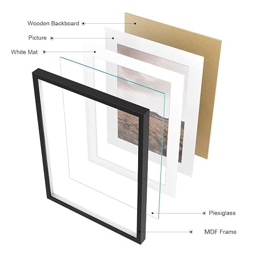 ArtbyHannah Gallery Wall Frame Set,Black Picture Frames Collage Wall Decor with Neutural Art for Living Room Stariway,8 Pack Assorted Size-11"x14",8"x10",6"x8" thumbnail 5