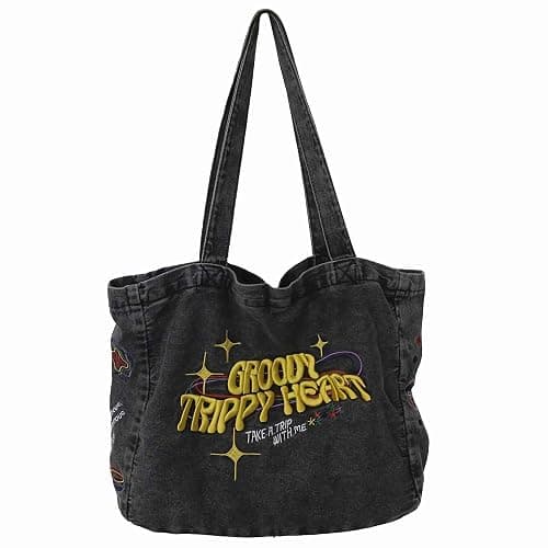 Lefe Liee denim Aesthetic Tote Bag for Women, Large Shoulder Hobo Bags big Capacity Shopping Work Bag black hippie crossbody bag y2k bag trendy with pockets - Image 1