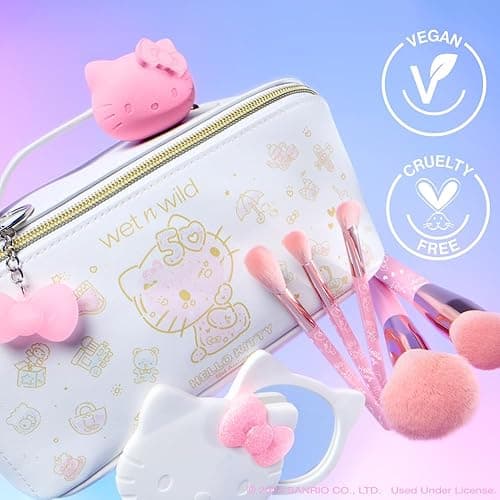 wet n wild Hello Kitty 5-Piece Makeup Brush Set, Buildable & Blendable Multifunctional Seamless Application, Cruelty-Free & Vegan Feathery Soft Bristles thumbnail 3