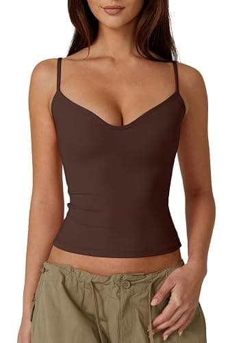 QINSEN Womens Spaghetti Strap Sweetheart Neck Sleeveless Top Slim Fit Going Out Camisole Basic Top - Image 1