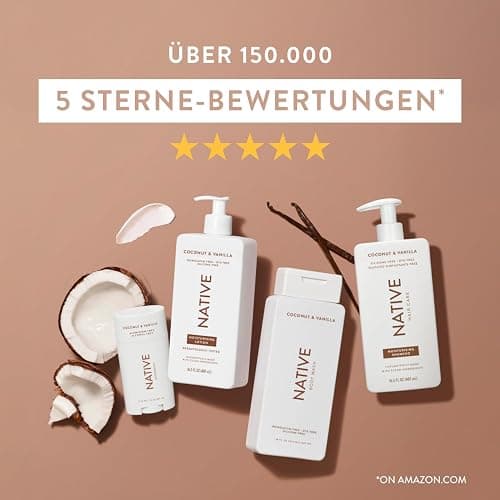 Native Kokosnuss- & Vanille Feuchtigkeitsspendender Conditioner - Alle Haartypen, Coloriert & Behandelt, Fein bis Trocken & Geschädigt, Sulfatfrei, Silikonfrei & Farbstofffrei (487 ml) thumbnail 7