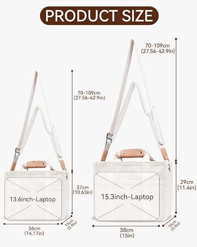 Canvas Tote Bag with Multi-Pocket for Women Large Crossbody Shoulder Handbag Everything Tote Bag with Compartments - Large - Beige thumbnail 5