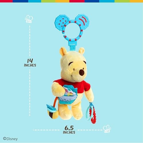Kids Preferred Disney Baby Winnie The Pooh Multi Sensory Activity Toy with Teethers, Crinkle Textures, and Clip for On The Go Fun for Infant and Baby Boys and Girls thumbnail 4