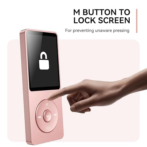AGPTEK A02 MP3 Player with Bluetooth 5.3, 1.8'' 32GB Portable Music Player | with Speaker, FM Radio, Voice Recorder, Supports Expanded Up to 128GB(Rose Gold) thumbnail 8