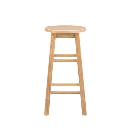 Linon Natural Barstool with Round Seat, 24-Inch thumbnail 9
