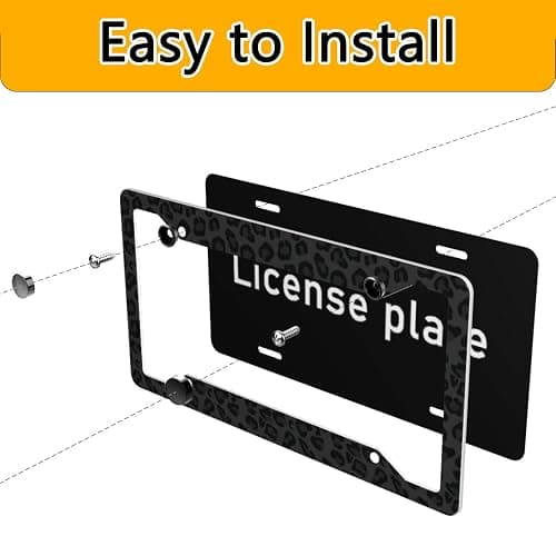 GACCAP License Plate Frame 2 Pack Front Rear Aluminum Metal Rust-Proof Universal Car Tag Frames Holder with 4 Holes Car Decor Accessory with Screws for Men Women - Black Leopard thumbnail 4