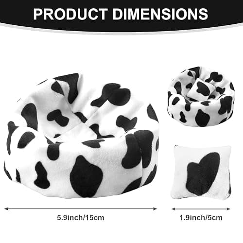 Doll Car Seat Compatible with Labubu, Handmade Bean Bag Chair for 15-17cm Doll, Anti-Slip Bottom, Cute Doll Accessories for Display, Fans&Collectors Gifts, Durable Corduroy Fabric (Cow Print) thumbnail 3
