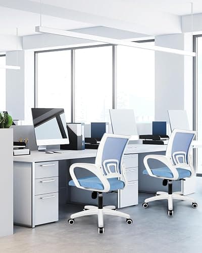 NEO CHAIR Office Desk Computer Chair Ergonomic Mesh Gaming Mid Back Seat with Comfy Lumbar Support Adjustable Height Swivel for Home Task (Sky Blue) thumbnail 2