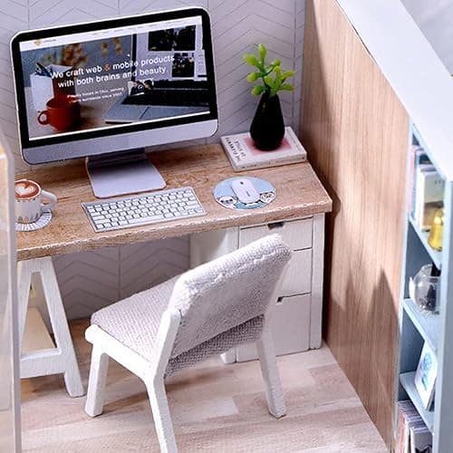 CUTEBEE DIY Dollhouse Miniature with Furniture, DIY Wooden Dollhouse Kit Plus Dust Proof and Music Movement, Creative Room for Valentine's Day Gift Idea(Cozy Time) - Cozy Time thumbnail 6