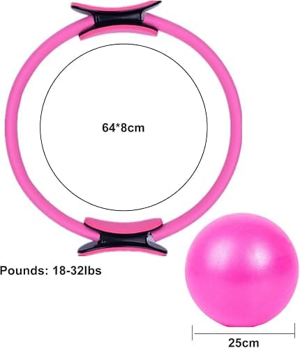 HoldOneLight Essential Pilates Workout Kit for Women – Includes Pilates Ring, 25cm Yoga Ball, Booty Bands & Figure-8 Resistance Band – Complete Home Pilates Equipment Set for Fitness Exercises thumbnail 9
