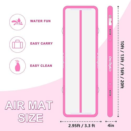 Inflatable Tumble Track Gymnastic Mat 6.6ft 10ft 13ft 16ft 4/8 Inch Thickness Mats with Air Pump for GYM/Yoga/Dance/Water Fun thumbnail 4