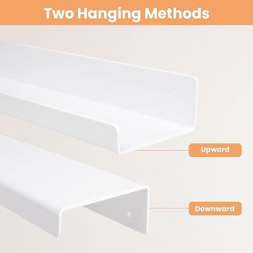 upsimples Acrylic Shelves for Wall Decor, 15" Display Shelf Perfume Organizer for Bathroom, Bedroom, Living Room, Floating Bookshelves for Kids, White, 4 Pack thumbnail 5