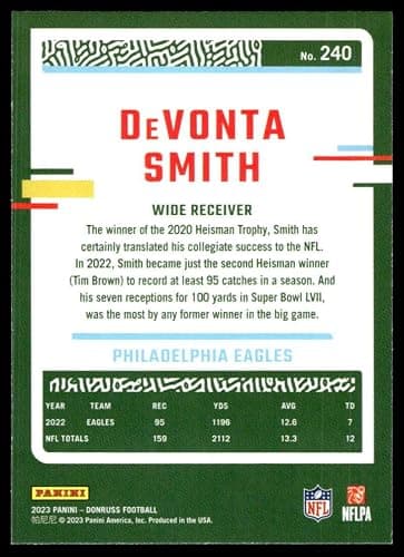 2023 Donruss #240 DeVonta Smith Philadelphia Eagles NM-MT NFL Football thumbnail 2