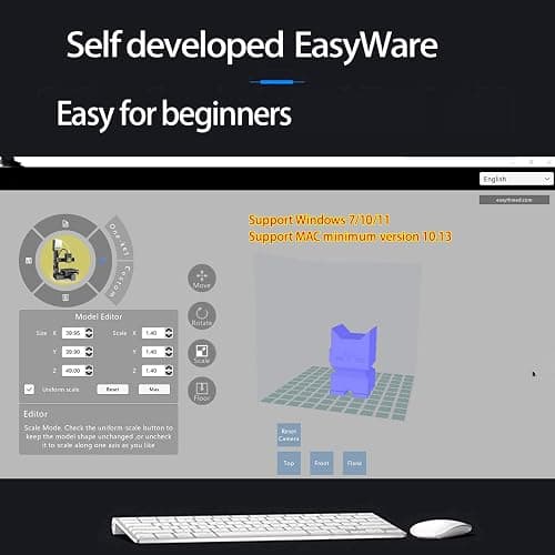Estink Beginner 3D Printer Small Desktop 3D Printer Compact for Kids Easy to Use with Intuitive Key Controls 100x100x100mm Printing Size for PLA TPU Filament (White) thumbnail 9