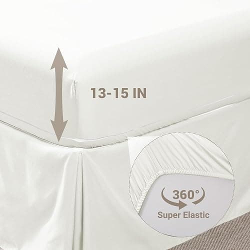 JOLLYVOGUE Ivory Full Size Comforter Sets 7 Pieces, Pintuck Bed in a Bag Comforter Set for Bedroom, Bedding Comforter Sets with Comforter, Sheets, Ruffled Shams & Pillowcases thumbnail 4