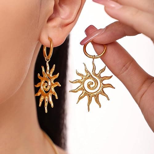 Frigotine Gold Dangle Hoop Earrings for Women, Trendy Sparkly Hypoallergenic Fashion Jewelry Gift for Prom Wedding Party Accessories thumbnail 3