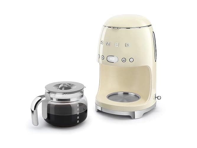 Smeg 50's Retro Style Aesthetic Drip Coffee Machine with 10 Cup Glass Carafe, Auto Start Feature, Keep Warm Plate, and Two Coffee Strength Settings (Cream) thumbnail 8