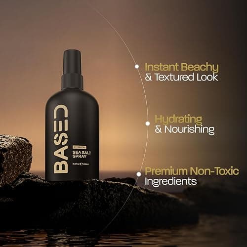 BASED Sea Salt Spray, Natural Finish Sea Salt Spray for Hair, Volume & Texture, Infused with Kelp & Vitamin B5, Light & Non-Greasy, Paraben Free, No Drying Alcohols, 8.5 oz (Pack of 1) thumbnail 4