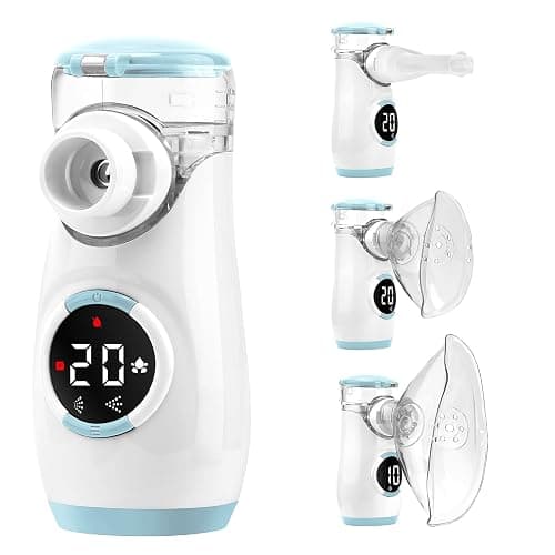 HITHINKMED Mesh Nebuliser for Kids, Portable Nebuliser for Adults Sinus Inhaler with Digital Display, Timed and Automatic Cleaning Functions for Home and Travel Use - Image 1