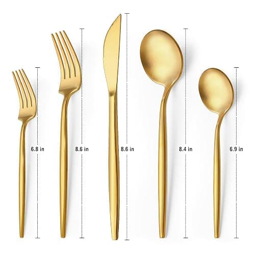 60-Piece Gold Silverware Set, Flatware Set for 12, Food-Grade Stainless Steel Cutlery, Includes Spoons Forks Knives, Kitchen Cutlery for Home Office Restaurant Hotel thumbnail 2