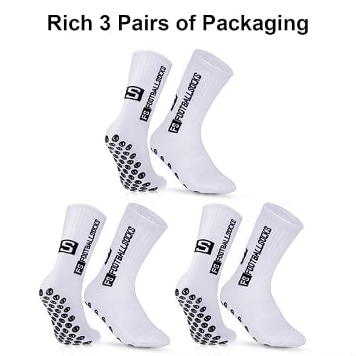 Grip Socks Soccer 3 Pairs Non Slip Sport Socks for Men & Youth, Yoga Socks for Women, Size CA 5-8 8-11 Football Socks thumbnail 7