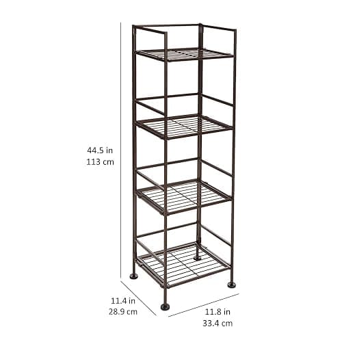 Amazon Basics 4-Tier Iron Towel Shelf for Bathroom, Black, 11.4"L x 11.8"W x 44.5"H thumbnail 3