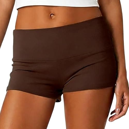 KMBANGI Womens Fold Over Shorts Elastic Waist Y2k Lounge Shorts Foldover Cute Pajama Micro Bottoms Mini Shorts Sleepwear - Image 1