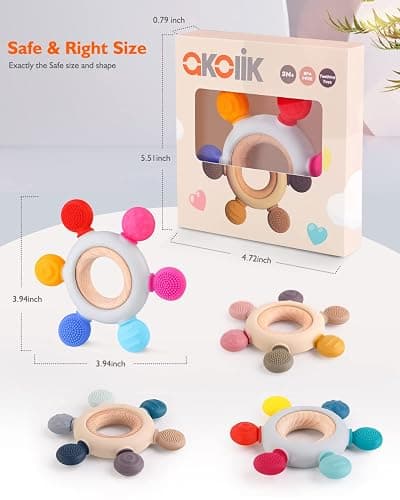 akolik Baby Teething Toys, Teething Relief Toy, BPA Free Baby Chew Toys Infant Toys Newborn Accessories, Teethers for Babies 0-3-6-9-12 Months Old Boys Girls thumbnail 2