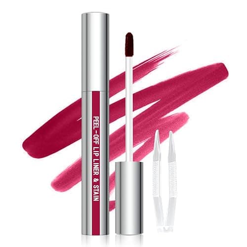 Cilrofelr Peel Off Lip Liner Stain, Long Wear Tattoo Lip Liner with Tweezer, Peel Off Lip Stain with Matte Finish, Long Lasting, Waterproof, Transfer-proof, Highly Pigmented Color (Berry) - Berry - Image 1