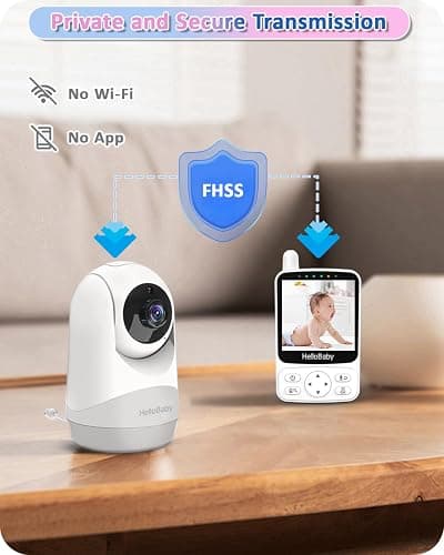 HelloBaby Baby Monitor,29-Hour Battery Life,Upgrade Baby Monitor with Camera and Night Vision,No Wifi,355°/120° Remote Pan Tilt Camera 2x Zoom, ECO Mode,2-way talk,Up to 1000ft,Temperature - HB6240 thumbnail 2