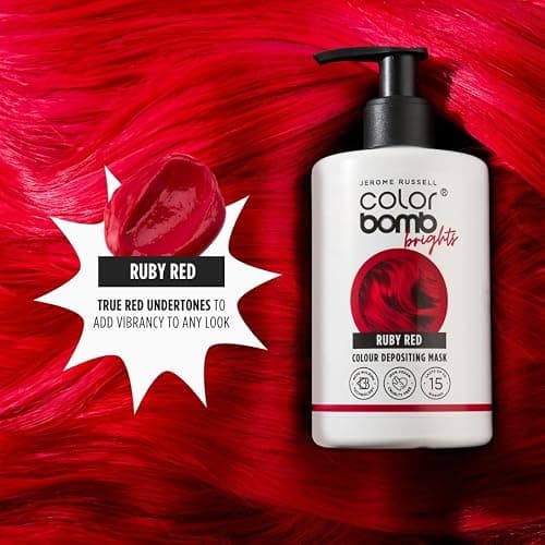 Jerome Russell Colour Bomb Brights – Ruby Red Colour Depositing Hair Mask – Nourishing, Semi-Permanent Colour & Shine Treatment – Vegan, Cruelty-Free, 300 ml thumbnail 3