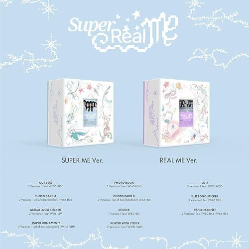 ILLIT - 1st Mini Album [SUPER REAL ME] (SUPER ME ver.) Photobook R + Photocard + Illit Logo Sticker + Album Logo Sticker + Sticker + Paper Magnet + Paper Ornaments + Poster With Lyrics thumbnail 2