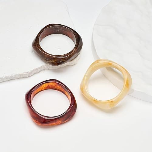 LILIE&WHITE Colorful Acrylic Bangle Bracelets For Women Resin Bangles Chic Vintage Gold Bracelet Chunky Bracelets Jewelry Gift thumbnail 5
