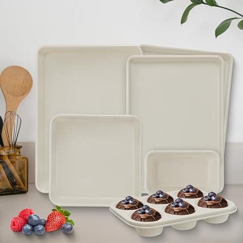 Baking Pans Set, Nonstick Bakeware Sets, Oven Pans for Cooking, AIVIKI 6 Pieces Baking Set Including Cookie Sheet, Deep Roaster Pan, Square Pan, Loaf Pan, Muffin Pan, Carbon Steel Baking Set thumbnail 2