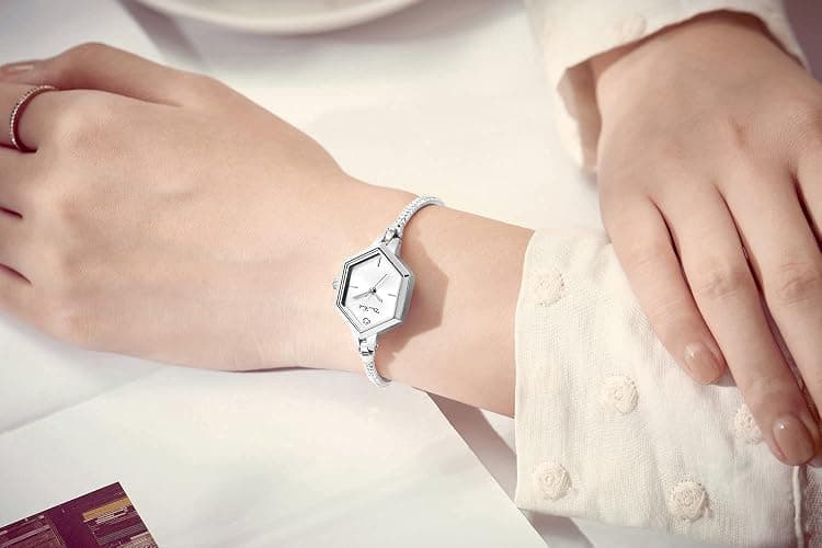 Rose Gold Petite Bracelet Watch for Women, Diamond Dress Analog Hexagonal Mini Women Watch Waterproof thumbnail 5
