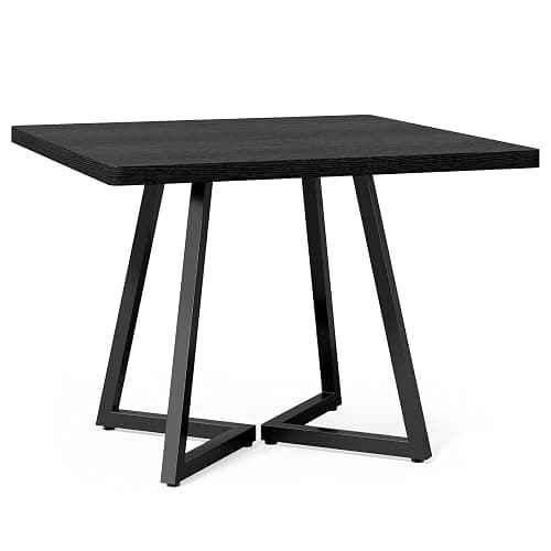 LITTLE TREE 31.5 Inches Small Dining Table for 4, Square Dinner Table for Small Space, Dining Room Tables, Black Wooden Kitchen Table with Metal Legs, Modern Leisure Cafe Table for Apartment thumbnail 8