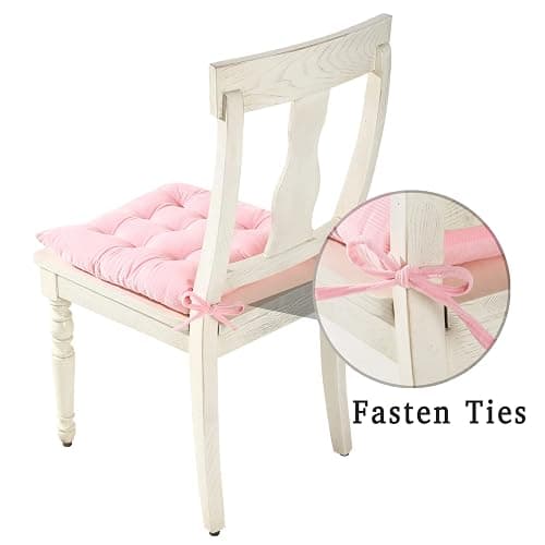 HLOVME Corduroy Chair Cushion with Ties Ultra Soft Warm Floor Cushion for Kids Reading Nook Comfortable Square Seat Cushion for Adult 15.7”x15.7”, White - 1 Count (Pack of 1) - White thumbnail 5
