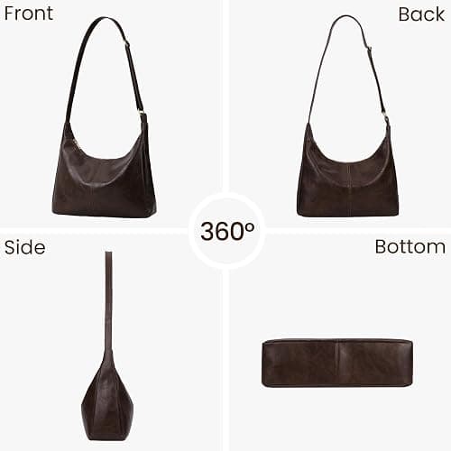 Slouchy Shoulder Bag for Women Leather Brown Purse Daily Hobo Bags Large Capacity Crossbody Bag Fall Handbags with Zipper thumbnail 9