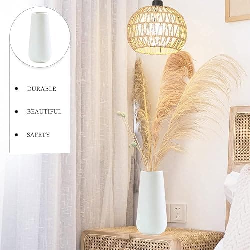Weiße Vasen Keramik, Vase Weiß, Vasen Deko Keramik, Blumenvase Decorative, Vase Für Pampasgras, Für Pampasgras, Ideal Zur Lagerung Von Blumen Anderen Deko, Blumenvase Deko Wohnzimmer, Schlafzimmer thumbnail 4