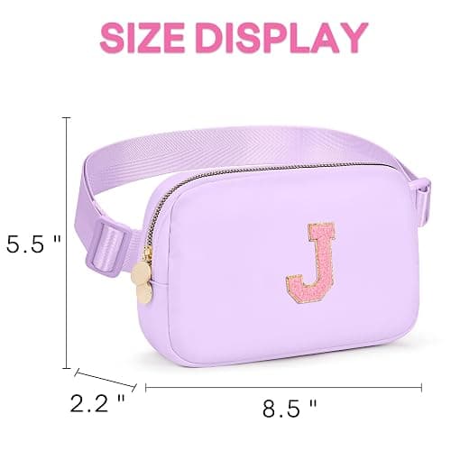 mibasies Initial Fanny Pack for Girls, Birthday Gifts for 4 5 6 7 8 9 10 11 12 13 Teen Girl - Cute Personalized Trend Stuff - Lavender J thumbnail 5