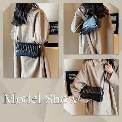 2025 Small Shoulder Bag Y2K Purse for Women, Crocodile Clutch Purse Handbag Satchel Tote Bag Classic Retro Crossbody Bag thumbnail 6