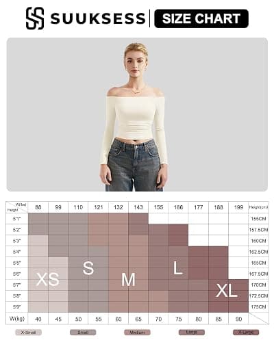 SUUKSESS Women Off Shoulder Double Lined Long Sleeve Shirts Basic Going Out Tops thumbnail 7