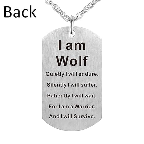 Kisseason Fashion Wolf Pendant Necklace I am Wolf Fans Gift Dog Tag Jewelry Keychain thumbnail 4