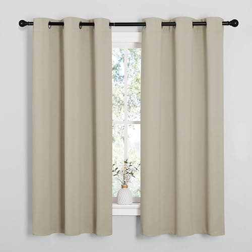 NICETOWN Cream Thermal Insulated Curtains for Bedroom 42" x 63" 2 Panels | Grommet Room Darkening Draperies Panels for Window Treatments, Light Blocking Noise Reducing Living Room Home Decor - Image 1