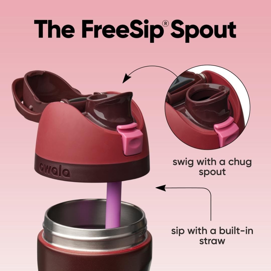 Owala FreeSip - Acero inoxidable - 24 oz - Rojo Negro Cereza thumbnail 2