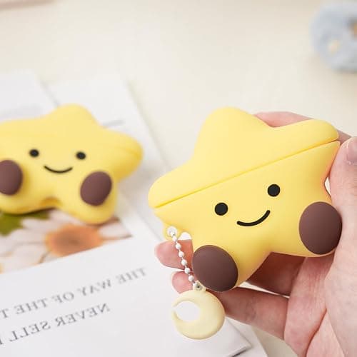 Cute Case for AirPods Pro 2nd/1st Generation Case Cover,Kawaii Funny 3D Cartoon AirPods Pro Case,Star Shape Silicone Protective Cover with Cleaner Kit and Keychain for Women Girls(Yellow) thumbnail 7