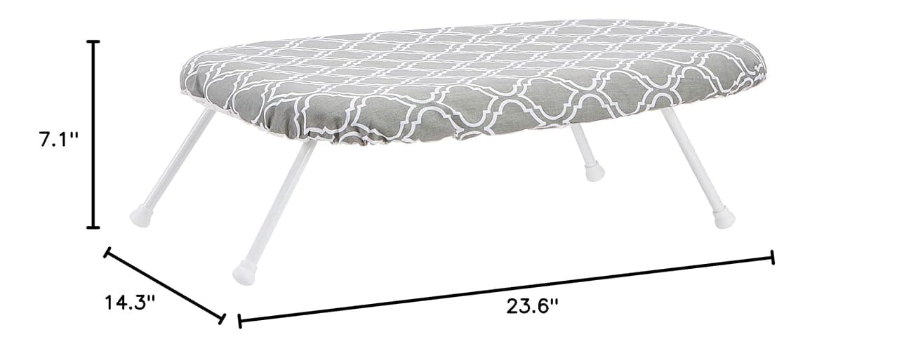 Amazon Basics Foldable Compact Tabletop Ironing Board with Folding Legs, Heat Resistant Portable, Lightweight, Non-Slip, Easy Storage, Trellis Removable Cover, 23.6"L x 7.1"W x 14.3"H, Chevron thumbnail 3