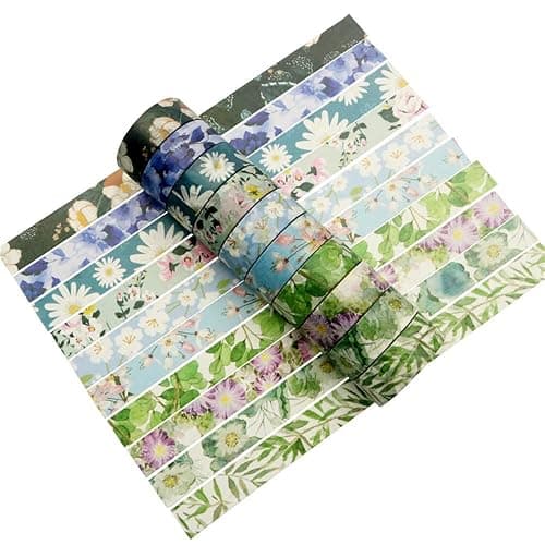 Baijixin Spring Flower Washi Tape Set 10 Rolls - 15 mm Floral Decorative Tape for Bullet Journal, Planner, DIY Arts Crafts, Scrapbooking, Holiday Decoration thumbnail 5