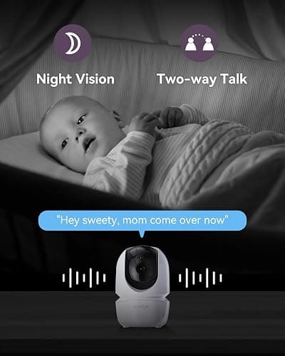 Comfyer No WiFi Split-Screen Baby Monitor with 2 Cameras and Night Vision, 7" HD Baby Monitor with a Flexible Bracket, Audio Alert, High/Low Temperature, VOX Mode, 2 Way Audio, Remote PTZ - 7''720P Display with 2 1080P Camera thumbnail 5