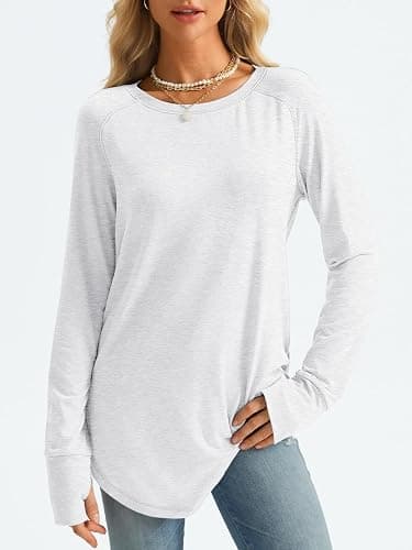 AUTOMET Womens Long Sleeve Shirts Crew Neck Casual Tshirts Fall Fashion Tops Loose Fit Lightweight Y2k Outfits Clothes thumbnail 2